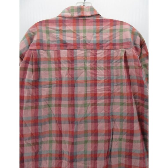 VINTAGE Gap Top Medium Shirt Loop Collar Button Up Plaid 90s Field * - Picture 8 of 12
